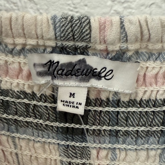 Madewell Lucie Elbow-Sleeve Smocked Mini Dress in Lebaum Plaid Size M - Picture 7 of 11